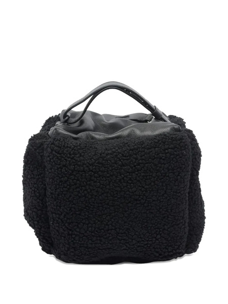  Vic Matie Leather-trimmed Teddy-panel Tote Bag - Black 
