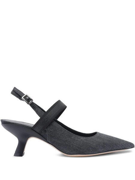  Vic Matie Twill Slingback Pumps - Black 