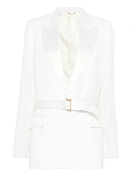  Victoria Beckham Belted Lapel Blazer - White 