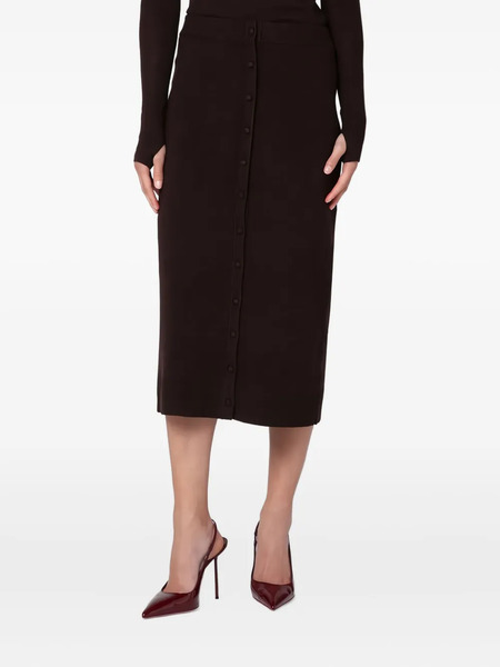  Victoria Beckham Button-front Knitted Midi Skirt - Brown 