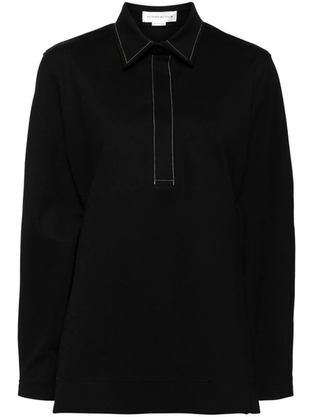  Victoria Beckham Decorative-stitching Polo Top - Black 