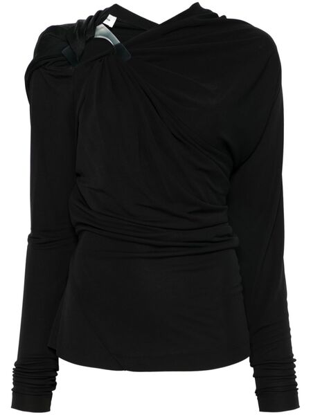  Victoria Beckham Draped Long-sleeve Top - Black 