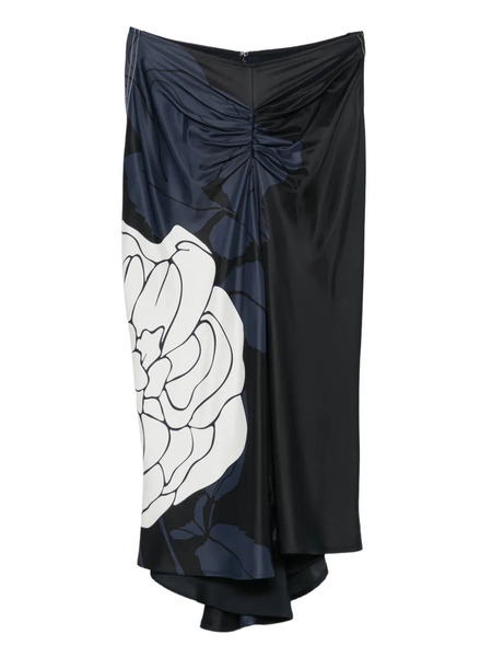  Victoria Beckham Floral-print Midi Skirt - Black 