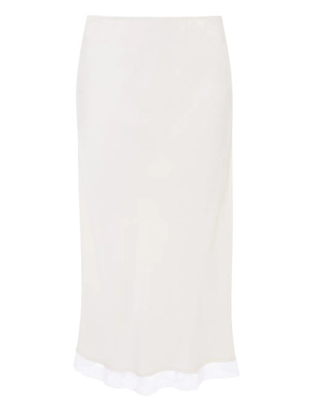  Victoria Beckham Lace Trim Slip Midi Skirt - White 