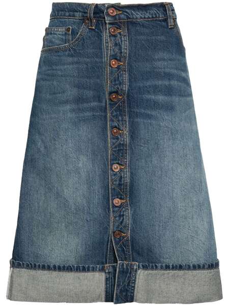  Victoria Beckham Mid-rise Denim Midi Skirt - Blue 