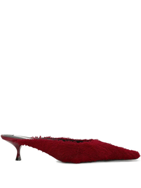  Victoria Beckham 45mm Sloan Pointed-toe Fringed Mules - Red 