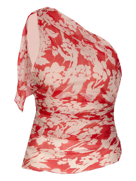  Victoria Beckham One-shoulder Draped Blouse - Red 