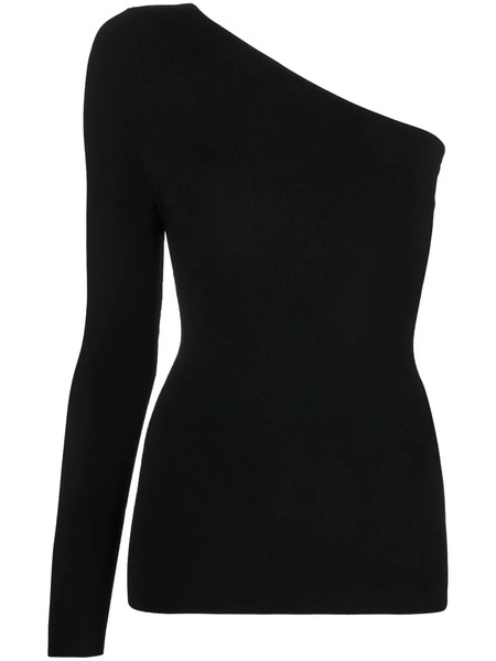  Victoria Beckham One Shoulder Ribbed Top - Black 