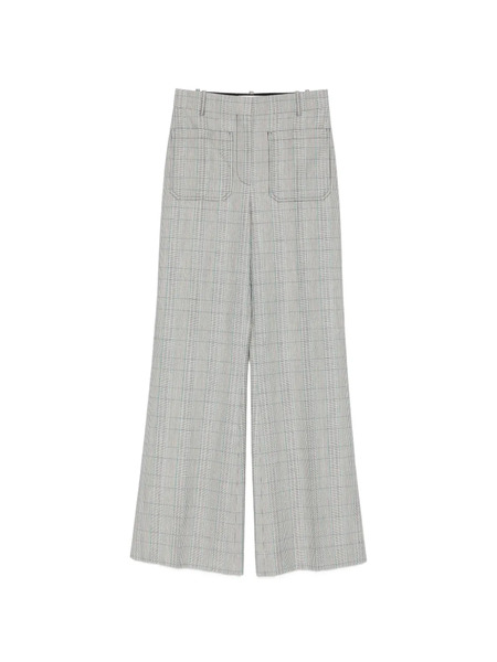  Victoria Beckham Patch-pocket Checked Trousers - Grey 