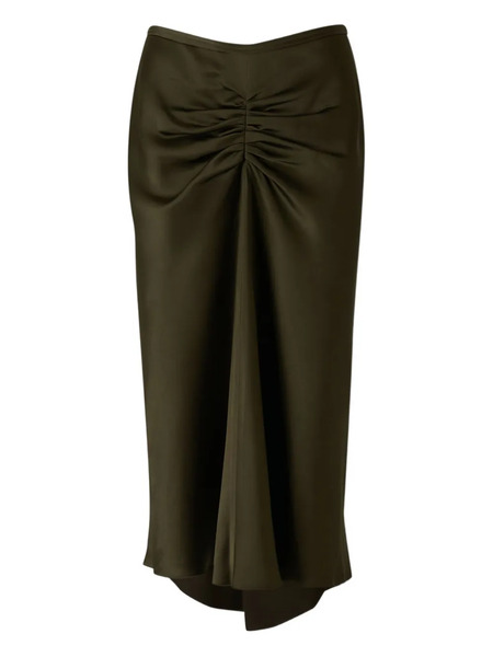  Victoria Beckham Pleated Wool Midi Skirt - Green 