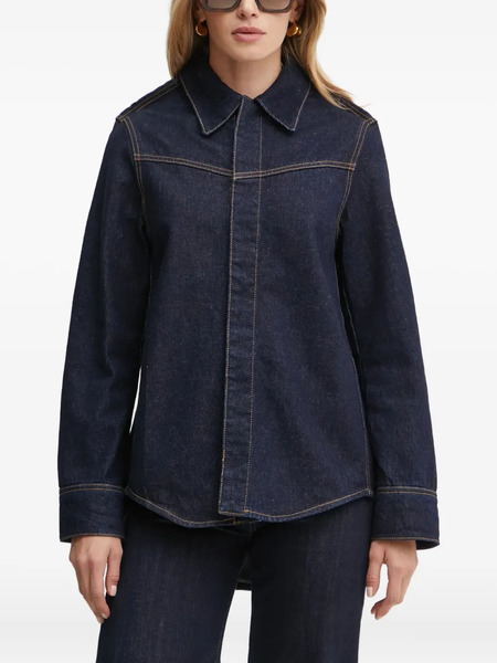  Victoria Beckham Point-collar Long-sleeve Shirt - Blue 