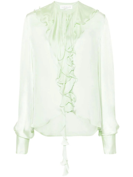  Victoria Beckham Romantic Semi-sheer Ruffled Shirt - Green 