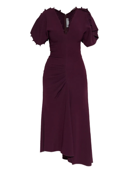  Victoria Beckham Ruffled-sleeve Asymmetric Midi Dress - Red 