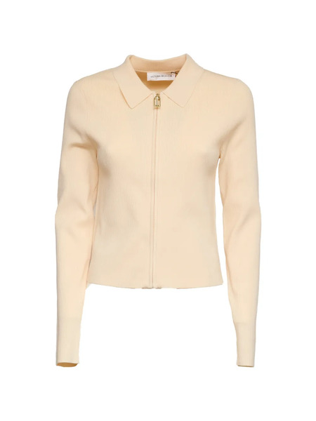  Victoria Beckham Zipped Polo Top - Neutrals 