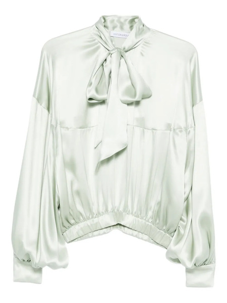  Viktor & Rolf Bow-detail Balloon-sleeve Silk Blouse - Green 