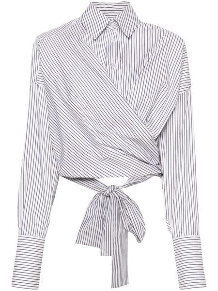  Viktor & Rolf Cropped Wrap Striped Shirt - Grey 