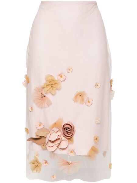  Viktor & Rolf Floral-appliqué Skirt - Pink 