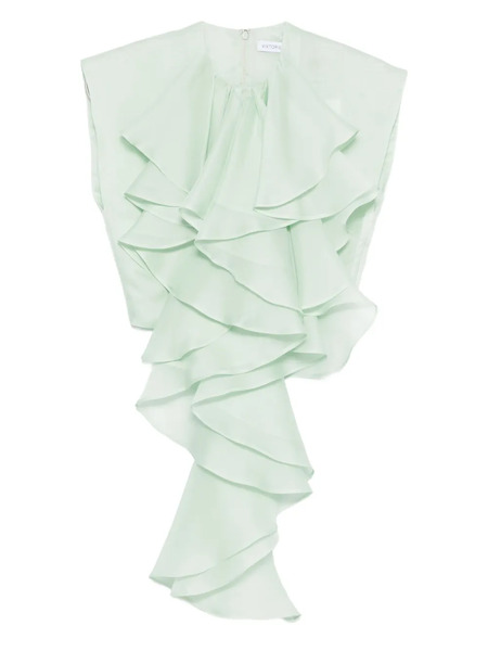  Viktor & Rolf Layered-ruffle Silk Top - Green 