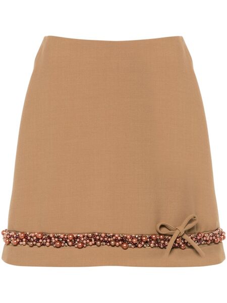  Viktor & Rolf Pearl-embellished Mini Skirt - Brown 