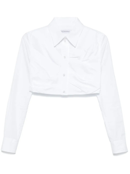  Viktor & Rolf Pleated Cropped Shirt - White 