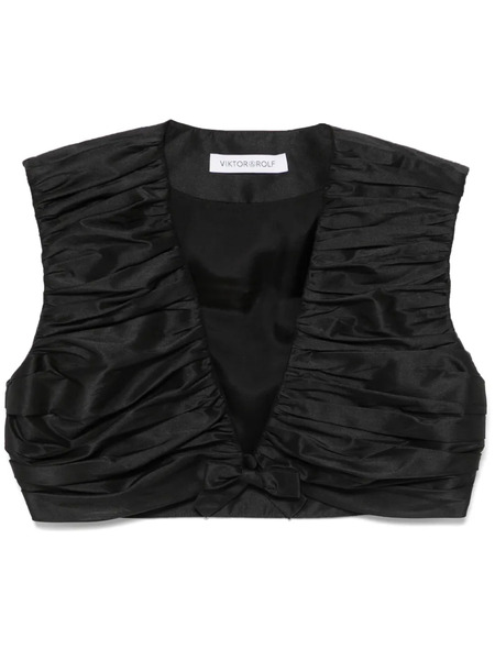  Viktor & Rolf Pleated Cropped Top - Black 