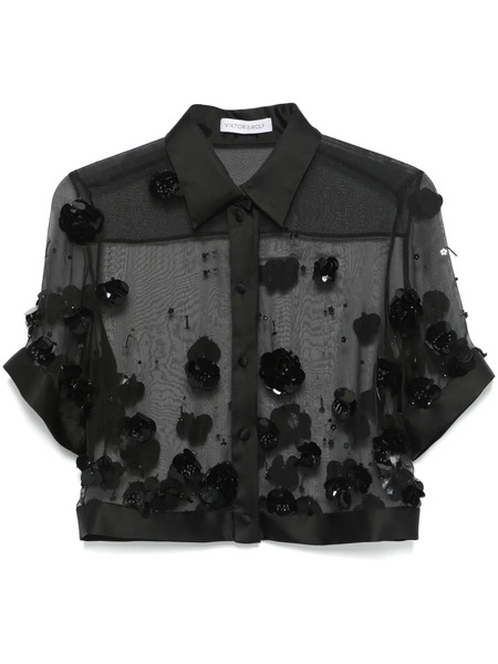  Viktor & Rolf Sequin-embellished Cropped Shirt - Black 