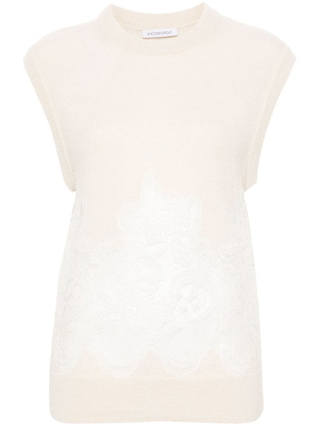  Viktor & Rolf Spencer Lace-detail Sleeveless Jumper - Neutrals 