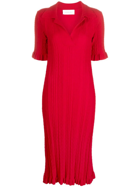  Viktor & Rolf V-neck Knitted Midi Dress - Red 