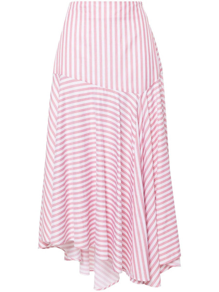  Viktor & Rolf Volant Striped Asymmetric Skirt - White 