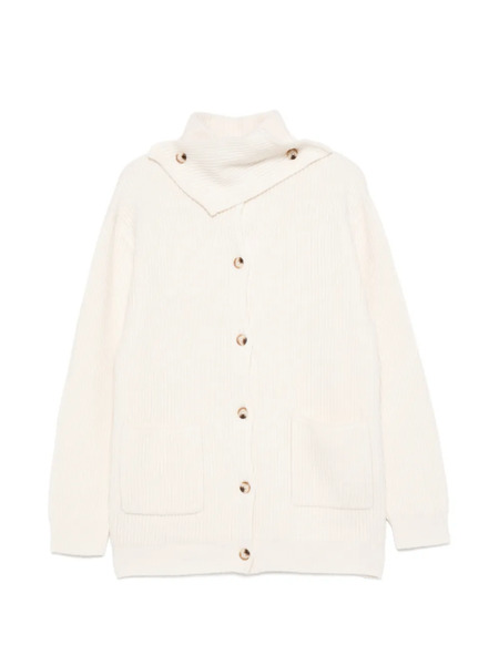  Viktoria Chan Button Patch Pocket Cardigan - White 