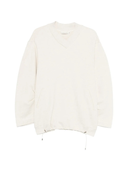  Viktoria Chan Tatiana Drawstring V-neck Sweatshirt - Neutrals 