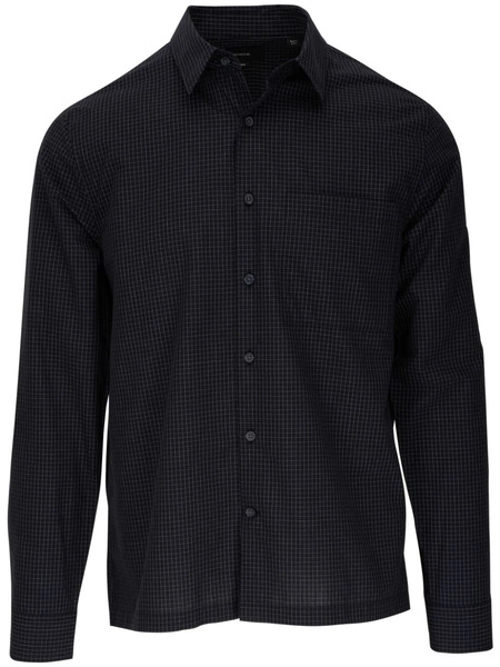  Vince Checkered Spread-collar Shirt - Black 