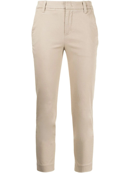  Vince Cropped Stretch-cotton Trousers - Brown 