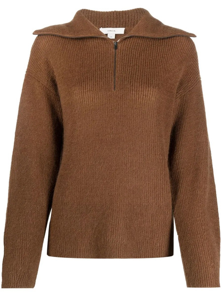  Vince Half-zip Pullover Jumper - Brown 