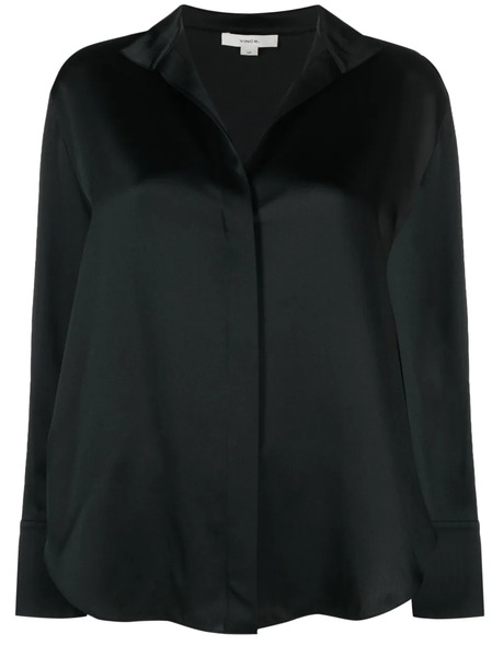  Vince Long-sleeved Silk Shirt - Black 