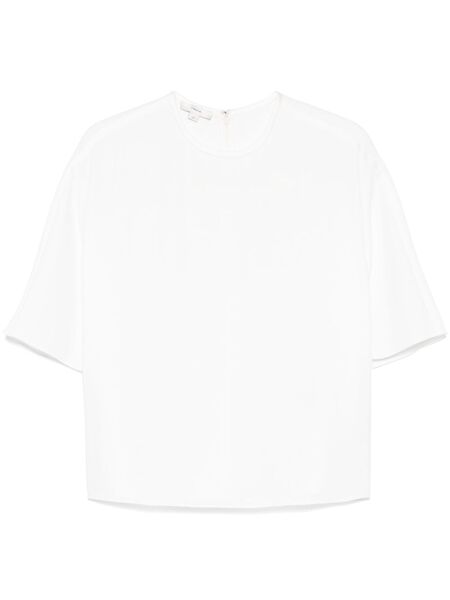  Vince Satin-trim Crepe Blouse - White 