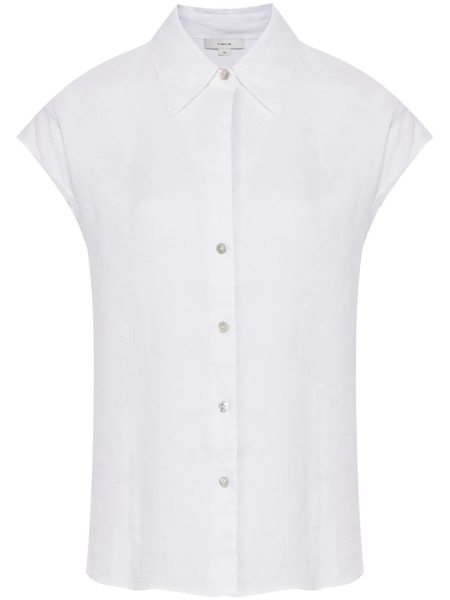  Vince Short-sleeve Linen Shirt - White 