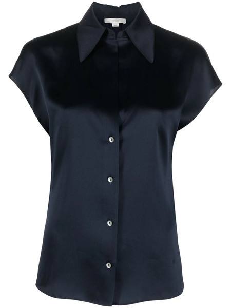  Vince Short-sleeve Silk Shirt - Blue 