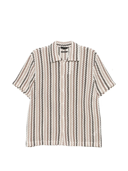  Vince Striped Short-sleeve Shirt - Neutrals 
