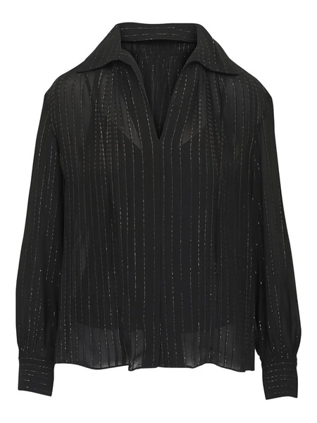  Vince Striped V-neck Blouse - Black 