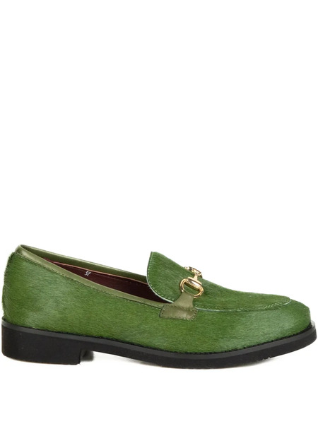  Viola Ricci Hair-texture Flat Loafers - Green 