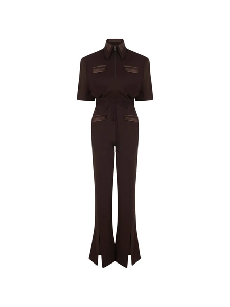  Violante Nessi Duse Strong Collar Split Jumpsuit - Brown 