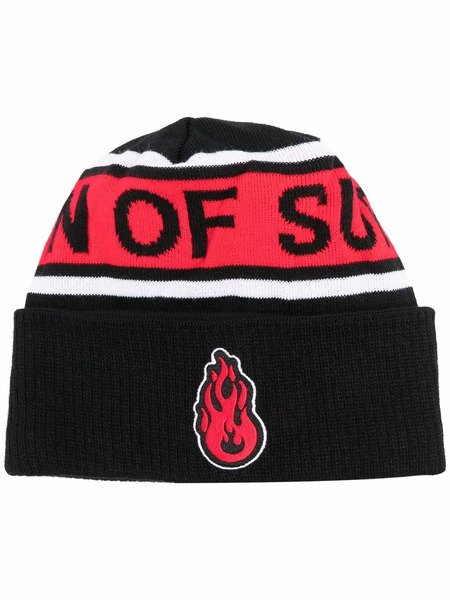  Vision Of Super Flame-patch Knitted Beanie - Black 