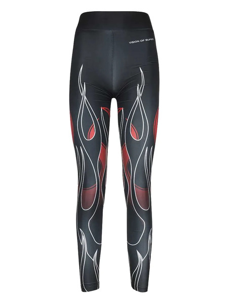  Vision Of Super Flame-print Leggings - Black 