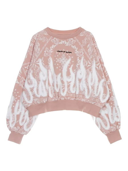  Vision Of Super Flame Print Sweatshirt - Pink 