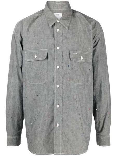  Visvim Logo-print Paint-splatter Shirt - Grey 