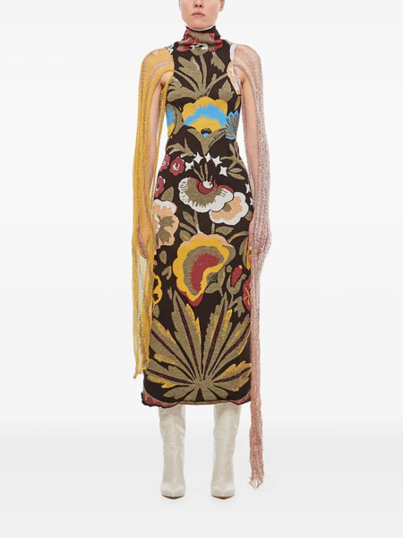 Vitelli Floral Jacquard Knit Dress - Brown 