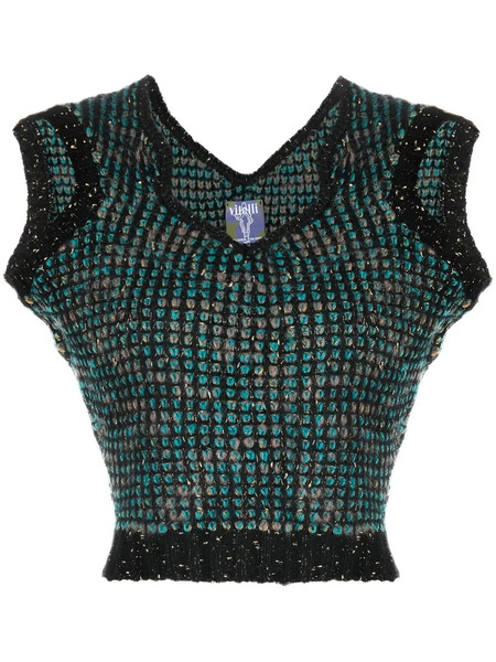 Vitelli Melange V-neck Knit Top - Black 