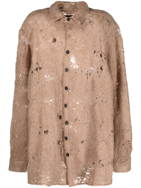  Vitelli Raw-cut Finish Long-sleeve Shirt - Neutrals 