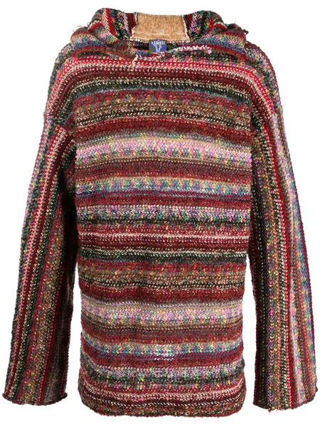 Vitelli Striped Recycled Wool Hoodie - Red 